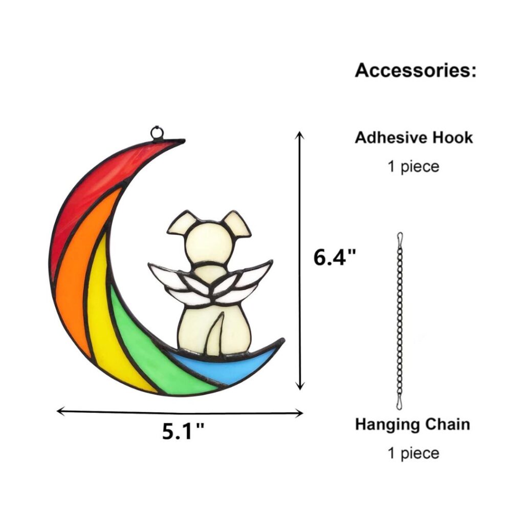 Rainbow Bridge Stained Glass Dog Memorial Sun Catcher - BlueButterfly